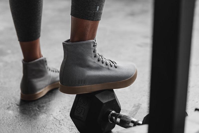 Dark / Grey Nobull High-Top Gum Canvas Women's Trainers | CA K2034O